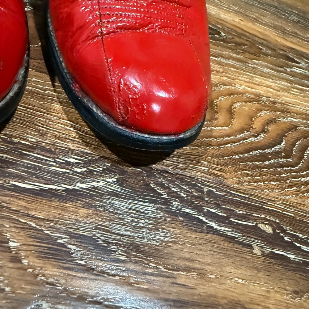 Lucchese 6.5B Western Cowboy Boots Womens Red Leather Vintage San Antonio - Picture 7 of 16